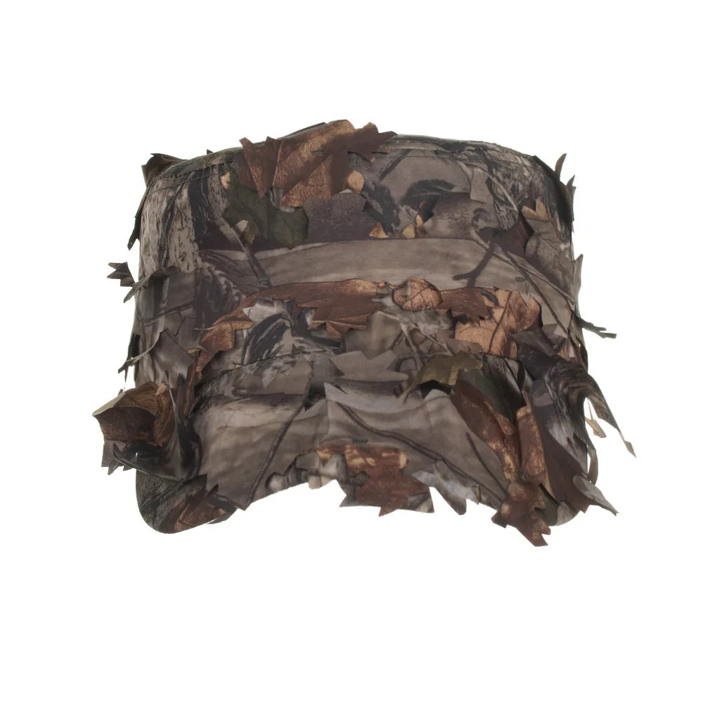 Camouflage Boonie Hats for Men 3D Leaves Camo Tactical Cap Ghillie Caps Hunter Sniper Hats for Hunting Fishing Sunshade Hunting