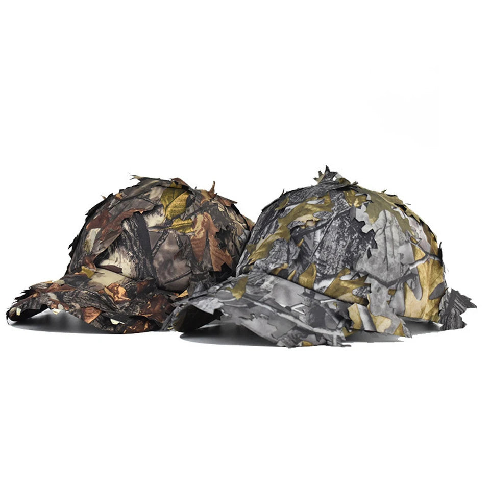 Camouflage Boonie Hats for Men 3D Leaves Camo Tactical Cap Ghillie Caps Hunter Sniper Hats for Hunting Fishing Sunshade Hunting