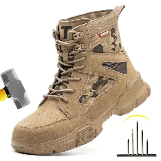 Bottes de travail pour hommes, chaussures de sécurité Anti-perforation, chaussures de travail à bout en acier, bottes de Combat indestructibles en plein air dans le désert, protection