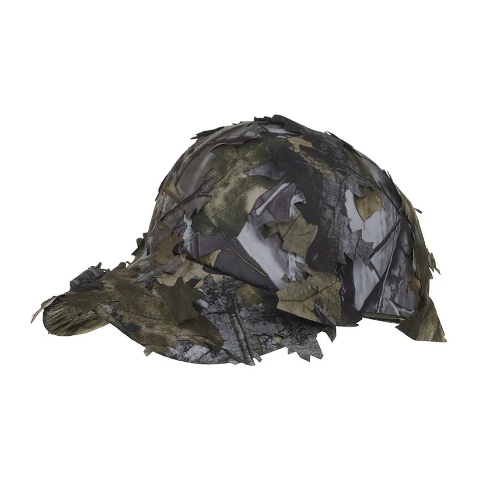 Camouflage Boonie Hats for Men 3D Leaves Camo Tactical Cap Ghillie Caps Hunter Sniper Hats for Hunting Fishing Sunshade Hunting