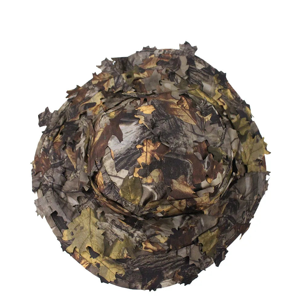 Camouflage Boonie Hats for Men 3D Leaves Camo Tactical Cap Ghillie Caps Hunter Sniper Hats for Hunting Fishing Sunshade Hunting