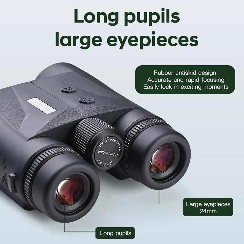 HOYOOTI/10X42 Binocular Laser Rangefinder Telescope, IP65 Waterproof, Magnesium Alloy Body, One-Button Ranging up to 2600 Yards
