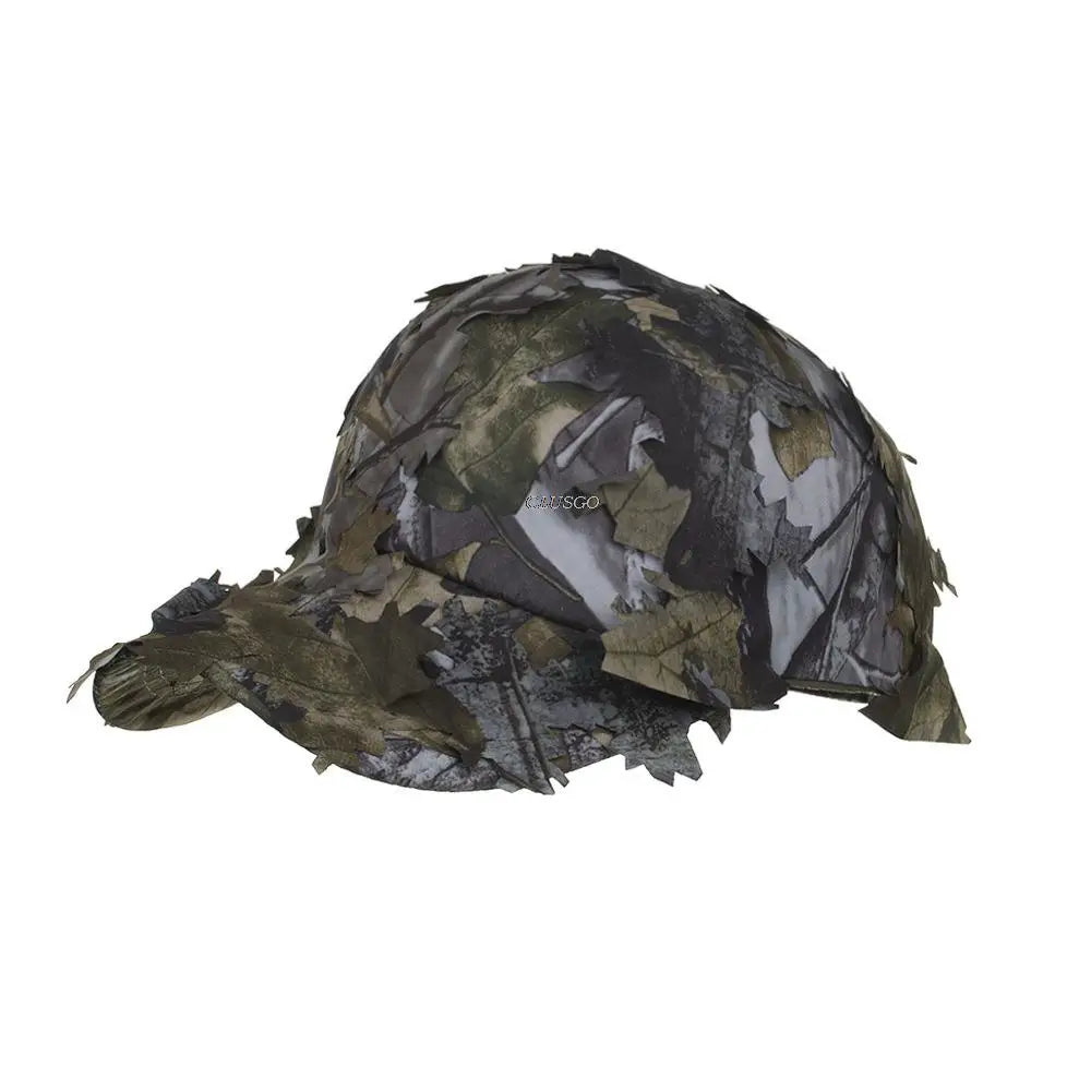 Camouflage Boonie Hats for Men 3D Leaves Camo Tactical Cap Ghillie Caps Hunter Sniper Hats for Hunting Fishing Sunshade Hunting